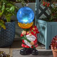 Super nain de jardin solaire 41 cm globe verre craquel                         