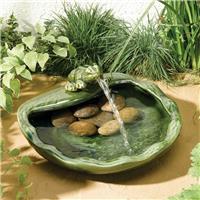 Fontaine solaire grenouille cramique maille verte                            
