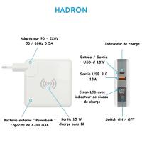 Chargeur hybride Hadron avec Power Bank 6700 mAh intégré                        