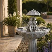 Fontaine solaire bain d'oiseau Parapluie hauteur 82cm                           