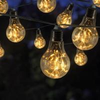 Guirlande solaire 10 ampoules à filament de 10 leds blanc chaud