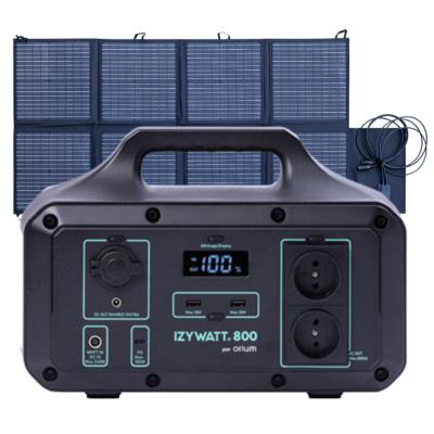 Kit complet autonome avec batterie Lithium 800 W et panneau solaire pliant 160W 