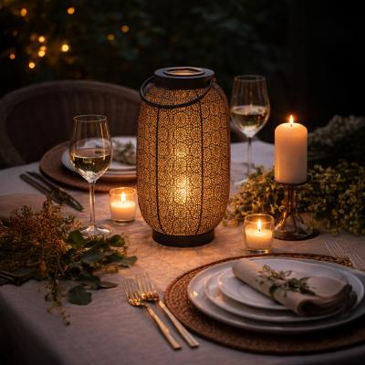 Lanterne solaire orientale métal ajouré                                         