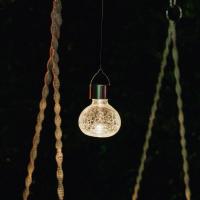 Lampion solaire Inox décoratif verre craquelé H 11 cm