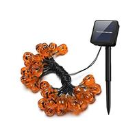 Guirlande solaire Halloween 30 citrouilles led blanc chaud, 8 modes