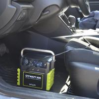 Station d'énergie autonome portative avec batterie Lithium 500 Wh, à recharge secteur, allume cigare ou solaire (non inclus), sorties 5V USB, 12V, 220V