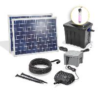 Kit pompe bassin solaire avec batterie et filtre uv : cascade 1900l - 50w       