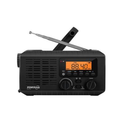 Radio portable à recharge solaire, dynamo ou USB incluant lampe, réveil et alarme SOS