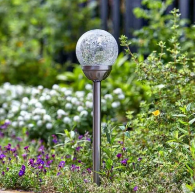 Balise solaire Globe 10 cm verre craquelé, pack de 5                            