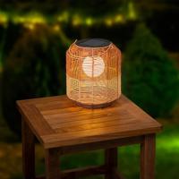 Lanterne solaire résine tressée beige et rouge 20 lumens                        