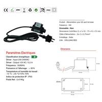 Alimentation 230V AC - 12V AC 6VA IP65 pour spot led basse tension              