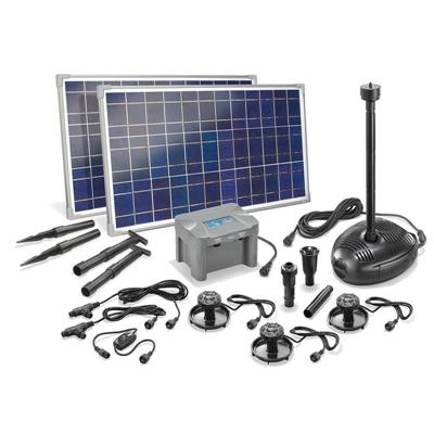 Kit pompe solaire bassin Genova Led, avec batterie et 3 spots led, 1700L-50W