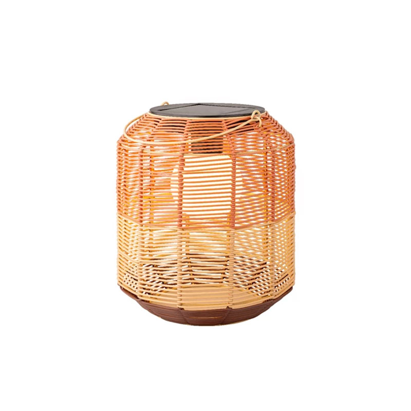 Lanterne solaire résine tressée beige et rouge 20 lumens                        