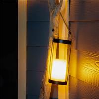 Lanterne solaire Mtal Verre Corde effet bougie