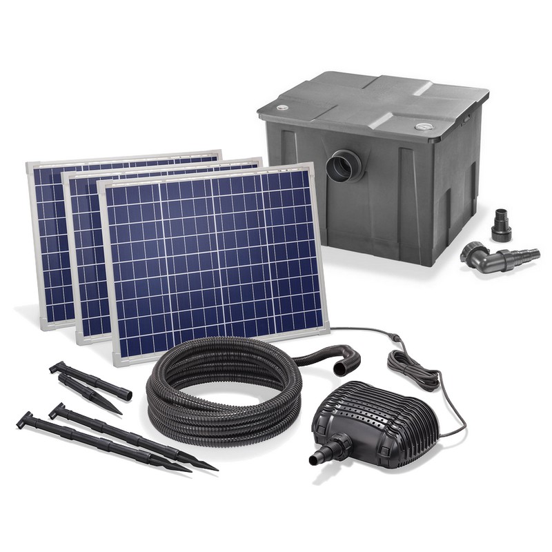 Kit pompe solaire bassin avec filtre gros débit Premium 5000L-150W