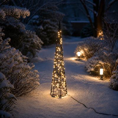 Sapin de noel solaire cone lumineux 60cm blanc chaud                            