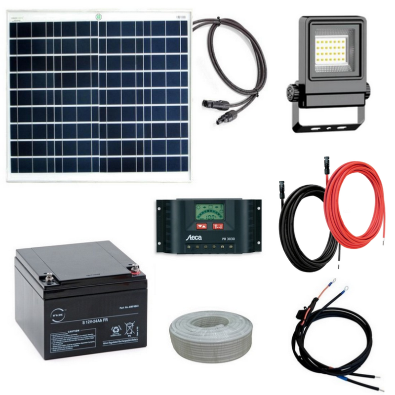 Kit eclairage solaire panneau ou enseigne programmable 50W-10W