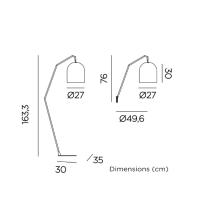 Lampadaire sans fil avec ampoule 900 lm Santorini 165 pied métal abat jour fibre naturelle rechargeable USB avec télécommande