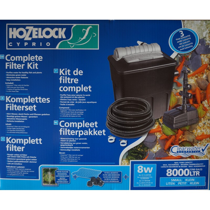 Kit de filtration bassin 8000 complet avec pompe, filtre, UV, tuyau