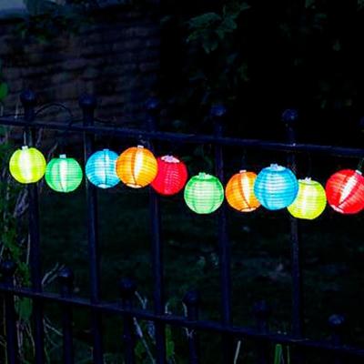 Guirlande solaire 10 lanternes chinoises couleur