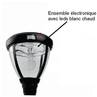 Ensemble électronique avec leds blanc chaud lampadaire solaire LPS101