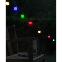 Guirlande solaire Colorado 10 ampoules colorées, 3 puissances d'éclairage