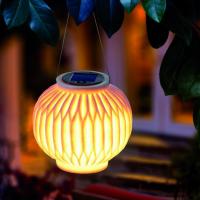 Lampe lanterne solaire résine grès translucide Ibiza