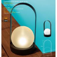 Lampe lanterne solaire métal boule verre fumé                                   