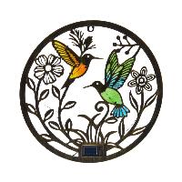 Déco murale solaire 2 oiseaux colibris 32cm                                     