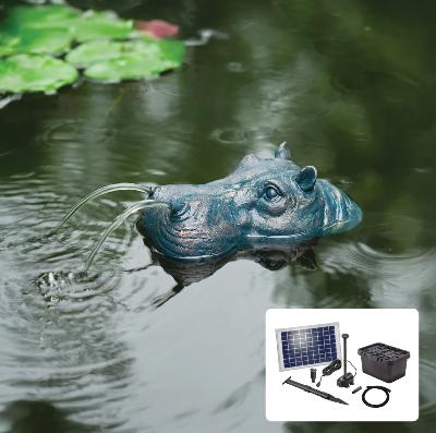 Kit fontaine hippopotame avec pompe solaire directe 600L - 10W                  