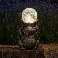 Grenouille Globe verre craquelé solaire                                         