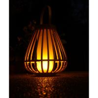 Lampe lanterne solaire et usb bambou naturel Marta effet flamme                 