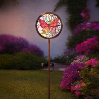 Piquet solaire papillon effet vitrail h 89cm                                    