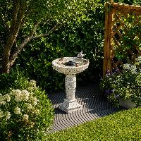 Fontaine solaire bain d'oiseau Couple d'oiseaux hauteur 62cm                    