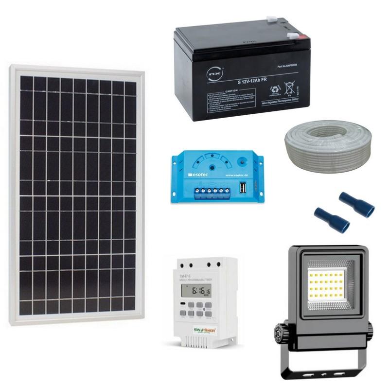 Kit eclairage solaire avec programmateur hebdomadaire 20W-10W-1000lm