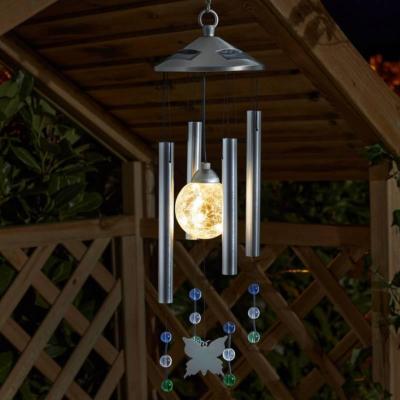 Carillons de vent Led Lumières solaires Ornements de jardin extérieurs avec  tube en métal suspendu Lune Nuit Carillons de vent Décor imperméable à  l'eau