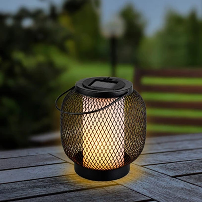Lanterne solaire métal effet flamme 15 cm                                       
