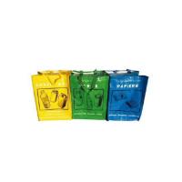 Lot de 3 sacs robustes de tri sélectif bleu, jaune, vert