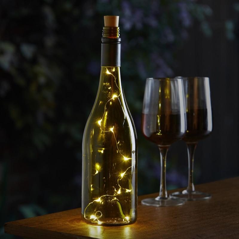 522987 Guirlande lumineuse pour bouteille avec minuteur Blanc chaud  20-30-40 LED Guirlande lumineuse à piles pour bouteilles D[582] - Cdiscount  Maison