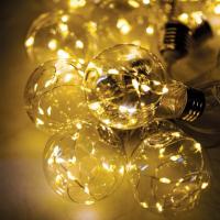 Guirlande solaire 10 ampoules à filament de 10 leds blanc chaud