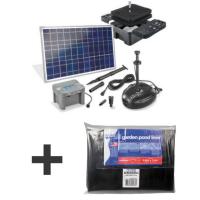 Kit bassin complet 2500l max, avec liner et pompe solaire 1300L-35W, filtre, batterie, led
