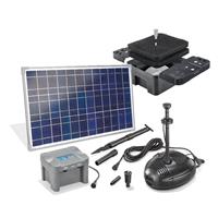 Kit pompe solaire bassin avec filtre, batterie et anneau led, 1300L-35W
