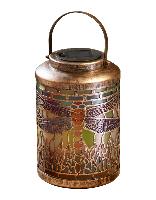 Lanterne solaire libellule effet vitrail h 24cm                                 