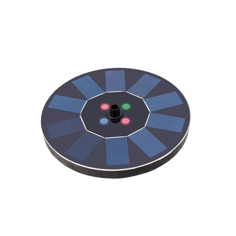 Fontaine solaire disque flottant 130l/h éclairage coloré                        