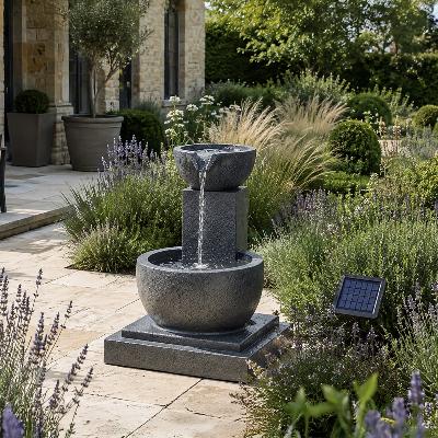 Fontaine solaire avec batterie Chutes Fengshui hauteur 50cm                     