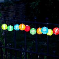 Guirlande solaire 10 lanternes chinoises couleur