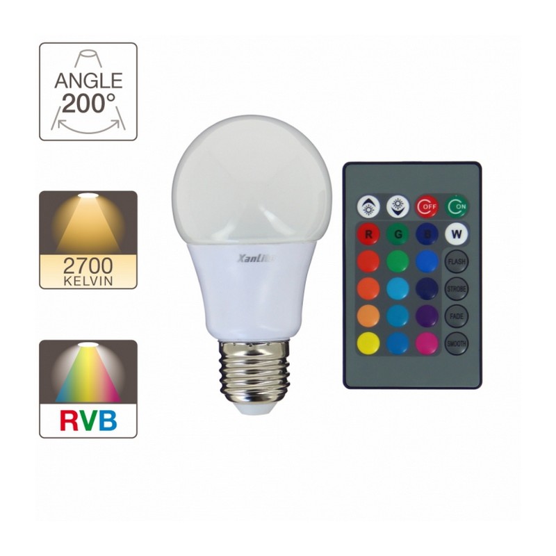 Ampoule Led avec télécommande Sens-K E27 806 lumens 10W blanc chaud ou  couleur