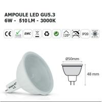 Ampoule spot led 12V GU5.3 blanc neutre 3000K 6W 510lm 120°                     