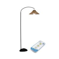 Lampadaire sans fil Niza 165 cm avec ampoule 900 lm maxi télécommande pied métal abat jour fibre naturelle rechargeable USB