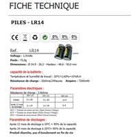 Pile alcaline 1,5V LR14, Pack de 2                                              